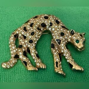 Gold and Black Leopard Brooch